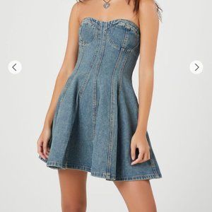 Denim Bustier Sweetheart Mini Dress